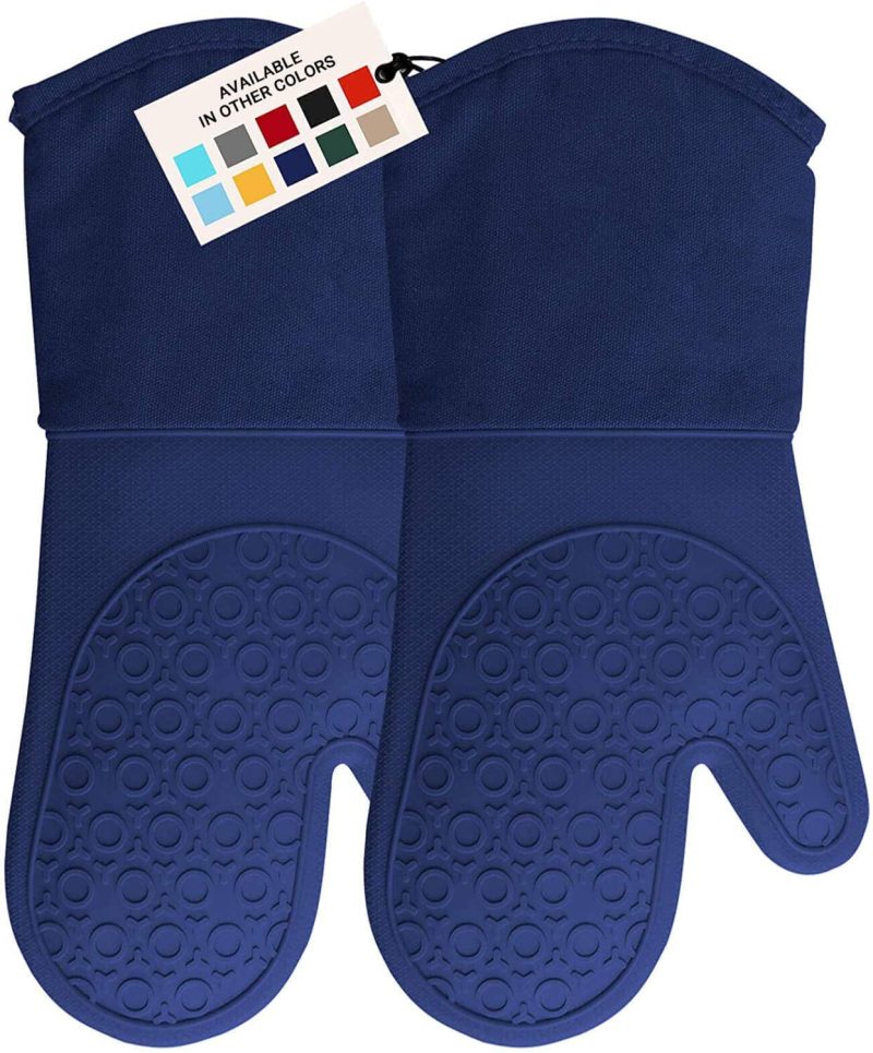 Kitchen & Dining |  Homwe Extra Long Professional Silicone Oven Mitt, Oven Mitts With Quilted Liner, Heat Resistant Pot Holders, Flexible Oven Gloves Home Decor & Cleaning Aqua