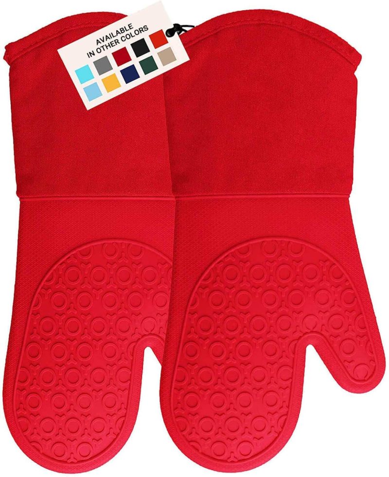 Kitchen & Dining |  Homwe Extra Long Professional Silicone Oven Mitt, Oven Mitts With Quilted Liner, Heat Resistant Pot Holders, Flexible Oven Gloves Home Decor & Cleaning Aqua