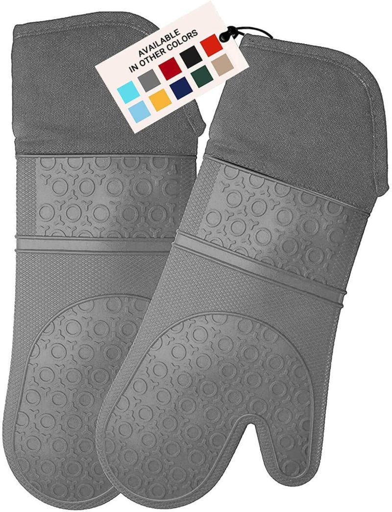 Kitchen & Dining |  Homwe Extra Long Professional Silicone Oven Mitt, Oven Mitts With Quilted Liner, Heat Resistant Pot Holders, Flexible Oven Gloves Home Decor & Cleaning Aqua