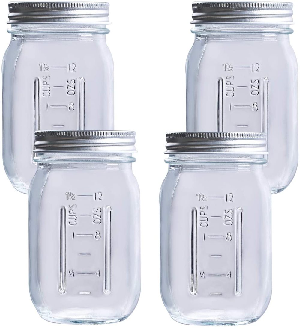 Kitchen & Dining |  Hovico Mason Jars 17 Oz With Regular Lids And Bands, Ideal For Jam,Dishwasher Safe Mason Jar For Fermenting, Kombucha, Kefir, Storing And Canning Uses, Clear- Set Of 4 (Type B) Cookware Cookware