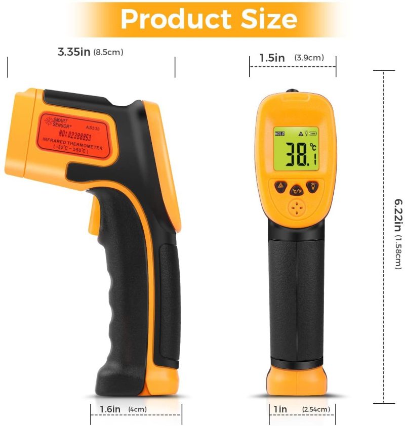 Kitchen & Dining |  Infrared Thermometer, Digital Ir Laser Thermometer Temperature Gun -26°F~1022°F (-32°C～550°C) Temperature Probe Cooking/Air/Refrigerator – Meat Thermometer Included -Non Body Thermometer Home Brewing & Wine Making Home Brewing & Wine Making