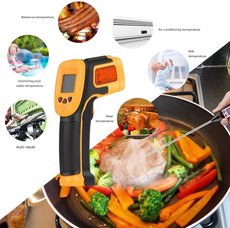 Kitchen & Dining |  Infrared Thermometer, Digital Ir Laser Thermometer Temperature Gun -26°F~1022°F (-32°C～550°C) Temperature Probe Cooking/Air/Refrigerator – Meat Thermometer Included -Non Body Thermometer Home Brewing & Wine Making Home Brewing & Wine Making