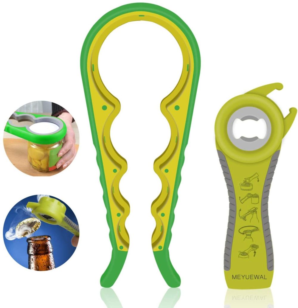 Kitchen & Dining |  Jar Opener, 5 In 1 Multi Function Can Opener Bottle Opener Kit With Silicone Handle Easy To Use For Children, Elderly And Arthritis Sufferers (Green) Home Decor & Cleaning Green