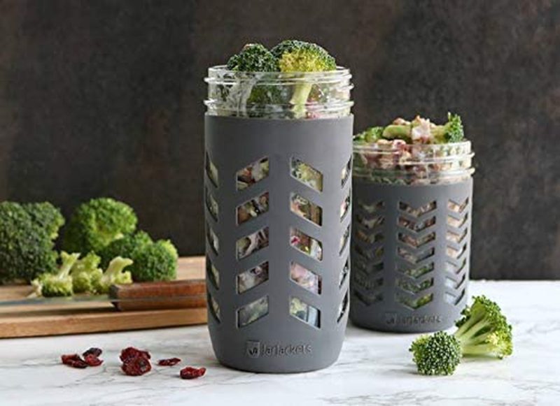 Kitchen & Dining |  Jarjackets Silicone Mason Jar Protector Sleeve – Fits Ball, Kerr 16Oz (1 Pint) Wide-Mouth Jars | Package Of 4 (Charcoal) Cookware Charcoal