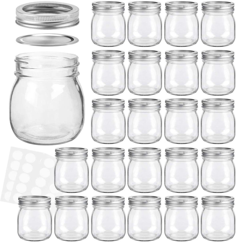 Kitchen & Dining |  Kamota Mason Jars 10 Oz With Regular Lids And Bands, Ideal For Jam, Honey, Wedding Favors, Shower Favors, Baby Foods, Diy Magnetic Spice Jars, 24 Pack, 30 Whiteboard Labels Included Cookware Cookware