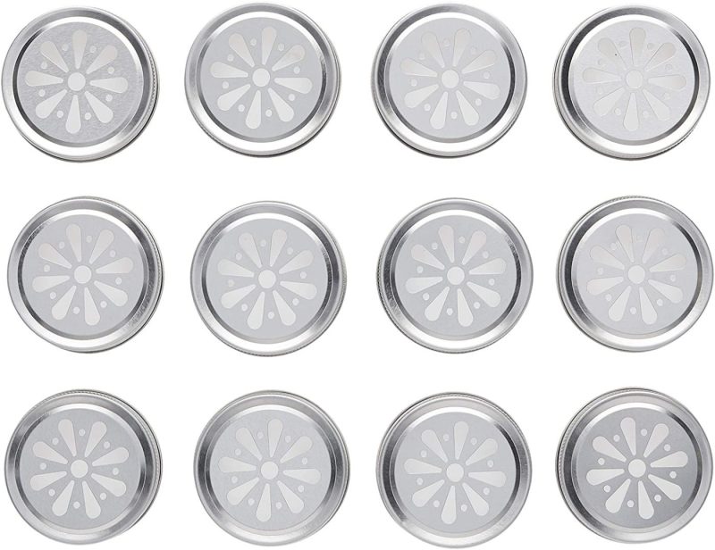 Kitchen & Dining |  Kate Aspen Mason Jar Lids, Flower, Set Of 12 Cookware 1