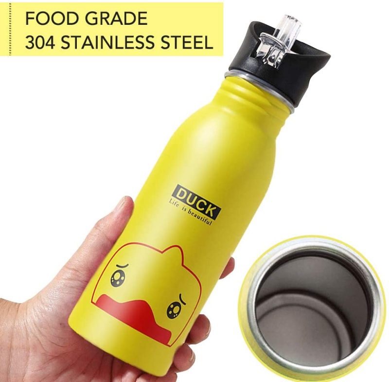 Kitchen & Dining |  Ling Stainless Steel Water Bottle Kids Toddlers Girls Boys School Bike Holder With Straw Sports Captravel Flask Tumbler Home Decor & Cleaning Kitchen & Dining