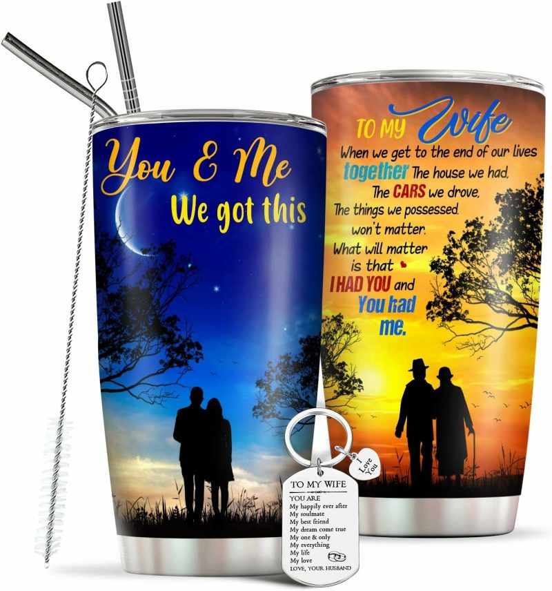 Kitchen & Dining |  Love You More Keychain & Travel Coffee Mug Stainless Steel Tumbler 20Oz Home Decor & Cleaning 365FURY