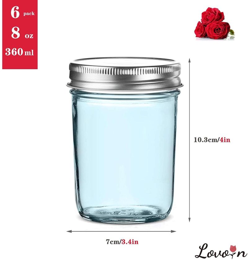 Kitchen & Dining |  Lovoin 12 Pack 12 Oz Glass Jars With Silver Metal Airtight Lids, Fashioned Mason Jars For Jams, Jellies, Fruit Syrups, Body Milk, Pizza Sauce – Blue Cookware 12