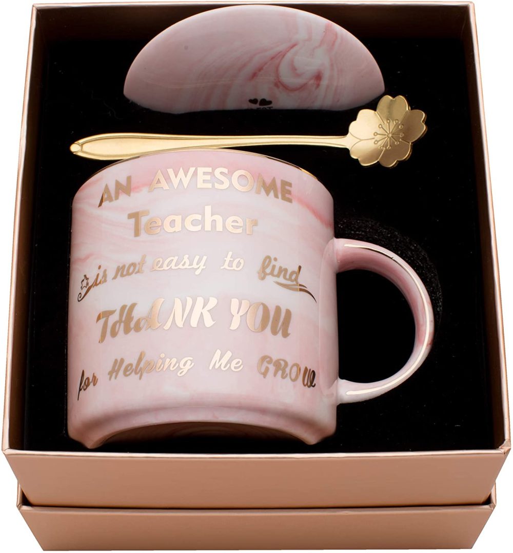 Kitchen & Dining |  Luspan Teacher Gift – Teacher Appreciation Gifts – Best Gifts For Teachers – Best Teacher Gifts For – Pink Marble Ceramic Coffee Mugs 11.5Oz And Lid Dining & Entertaining Dining & Entertaining