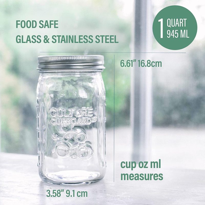 Kitchen & Dining |  Mason Jar Wide Mouth Glass Jar 32Oz (945Ml) With Lid For Kitchen Storage And Organization – Versatile Food Container For Canning Fermentation And Yogurt Makers Cookware Cookware