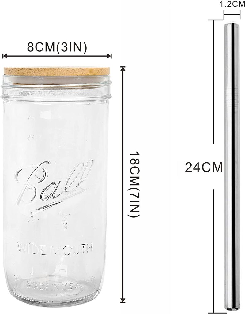 Kitchen & Dining |  Mason Jar With Handle, Set Of 2 Regular Mouth Mason Jars 16 Oz, Mason Jar With Lids And Straws, Reusable Boba Cups Travel Bottle For Iced Coffee Large Pearl Juices Cocktail Cookware CDILOGO