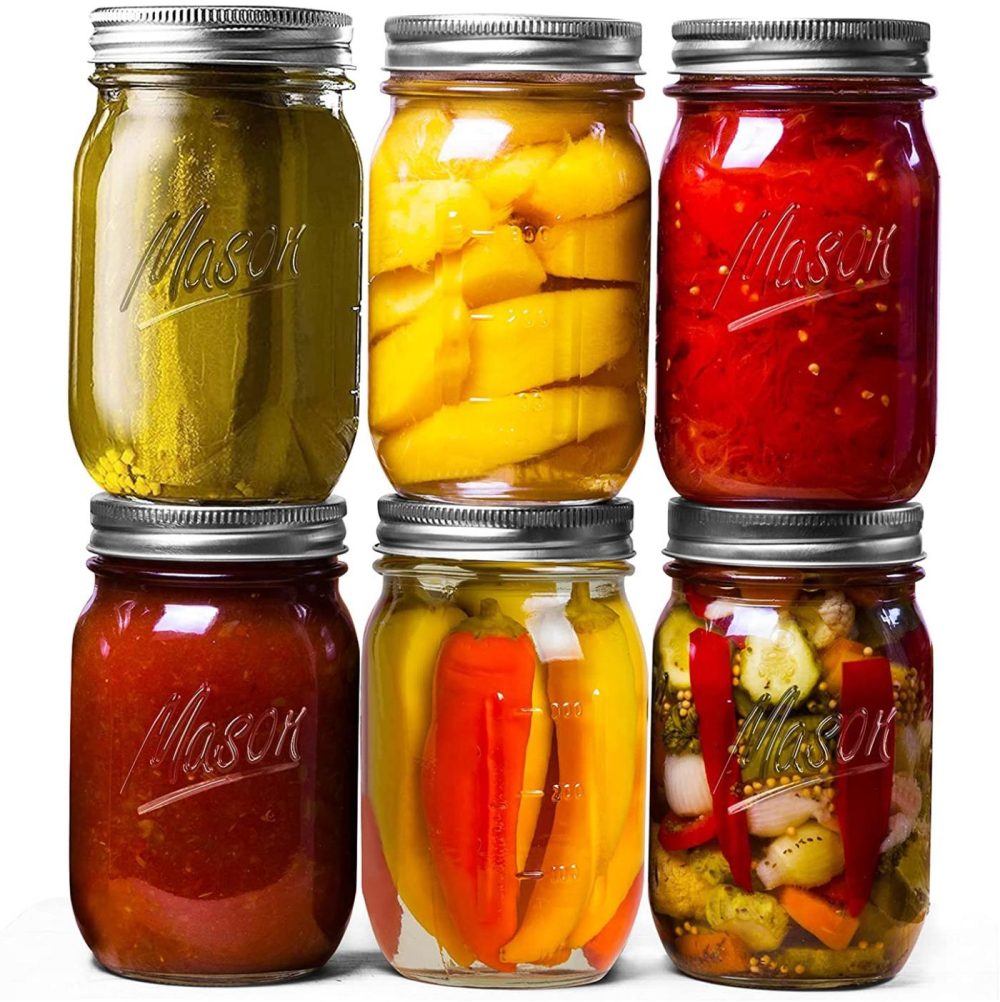 Kitchen & Dining |  Mason Jars 16 Oz (6 Pack), Regular Mouth Canning Jars With Lids And Bands,Glass Jars With Lids For Overnight Oats,Storing Food,Canning,Canning,Preserving, Jam,Jelly Cookware Cookware