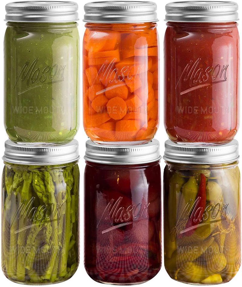 Kitchen & Dining |  Mason Jars 16 Oz (6 Pack), Regular Mouth Canning Jars With Lids And Bands,Glass Jars With Lids For Overnight Oats,Storing Food,Canning,Canning,Preserving, Jam,Jelly Cookware Cookware