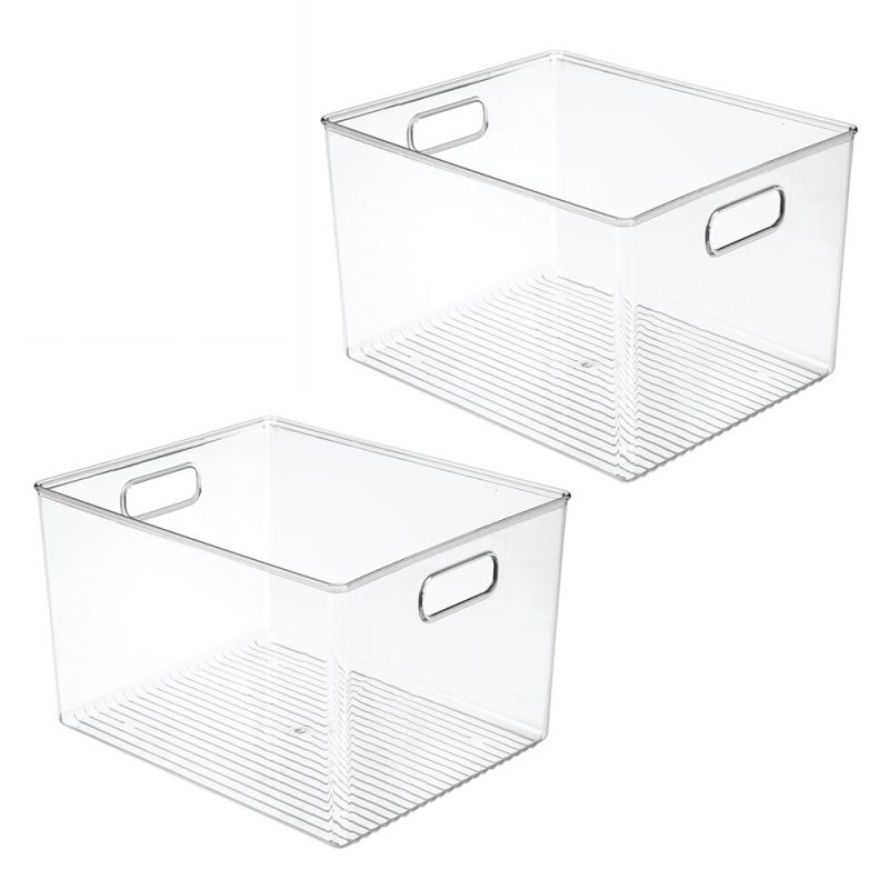 Kitchen & Dining |  Mdesign Plastic Food Storage Container Bin With Handles – For Kitchen, Pantry, Cabinet, Fridge, Freezer Home Decor & Cleaning Kitchen & Dining