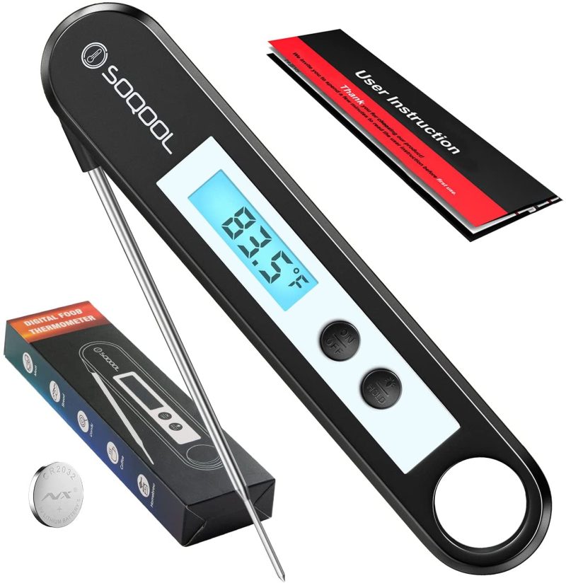 Kitchen & Dining |  Meat Thermometer[Upgraded 2021], Candy And Food Thermometer For Cooking, Soqool Digital Instant Read Meat Thermometer For Kitchen Oil Deep Fry Bbq Grill, Folding Probe Backlight & Calibration Function Home Decor & Cleaning Kitchen & Dining