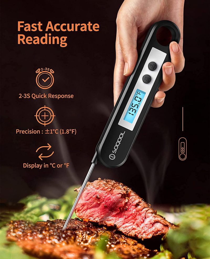 Kitchen & Dining |  Meat Thermometer[Upgraded 2021], Candy And Food Thermometer For Cooking, Soqool Digital Instant Read Meat Thermometer For Kitchen Oil Deep Fry Bbq Grill, Folding Probe Backlight & Calibration Function Home Decor & Cleaning Kitchen & Dining