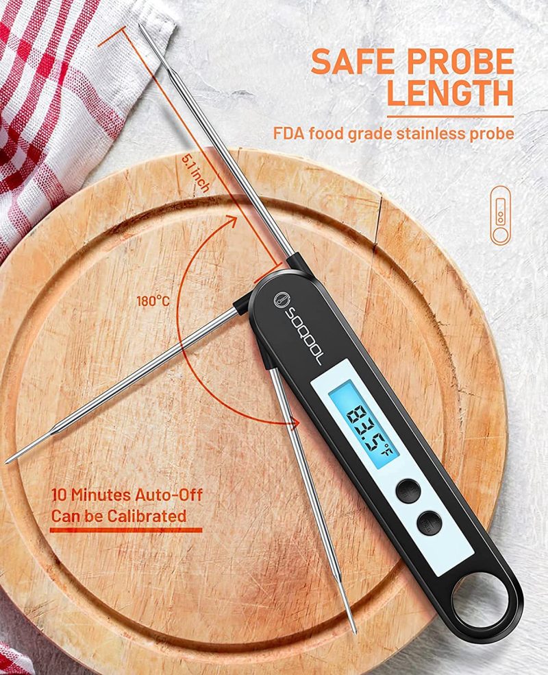 Kitchen & Dining |  Meat Thermometer[Upgraded 2021], Candy And Food Thermometer For Cooking, Soqool Digital Instant Read Meat Thermometer For Kitchen Oil Deep Fry Bbq Grill, Folding Probe Backlight & Calibration Function Home Decor & Cleaning Kitchen & Dining