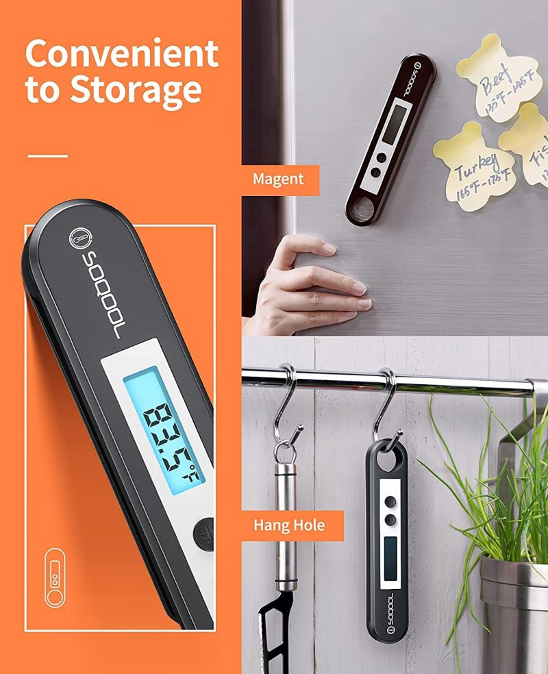 Kitchen & Dining |  Meat Thermometer[Upgraded 2021], Candy And Food Thermometer For Cooking, Soqool Digital Instant Read Meat Thermometer For Kitchen Oil Deep Fry Bbq Grill, Folding Probe Backlight & Calibration Function Home Decor & Cleaning Kitchen & Dining