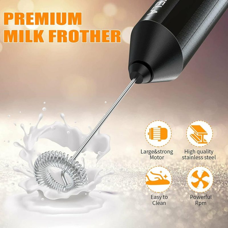 Kitchen & Dining |  Milk Frother Handheld, Battery Operated Drink Mixer For Coffee, Handheld Electric Stirrer Foam Maker Whisk, Stainless Steel Milk Foamer For Coffee Latte, Cappuccino, Frappe, Matcha Coffee, Tea & Espresso Appliances ABS Plastic