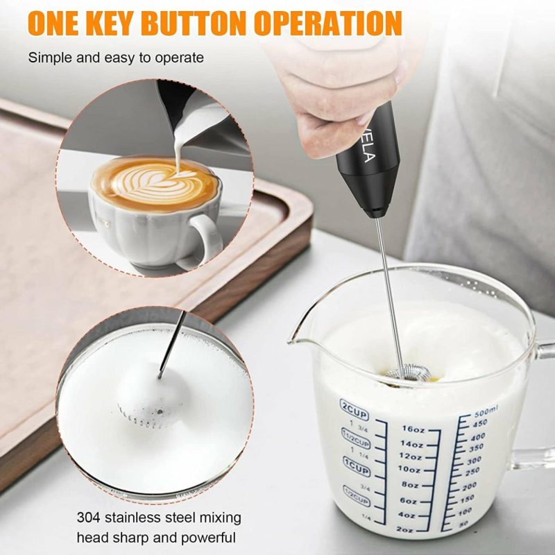 Kitchen & Dining |  Milk Frother Handheld, Battery Operated Drink Mixer For Coffee, Handheld Electric Stirrer Foam Maker Whisk, Stainless Steel Milk Foamer For Coffee Latte, Cappuccino, Frappe, Matcha Coffee, Tea & Espresso Appliances ABS Plastic