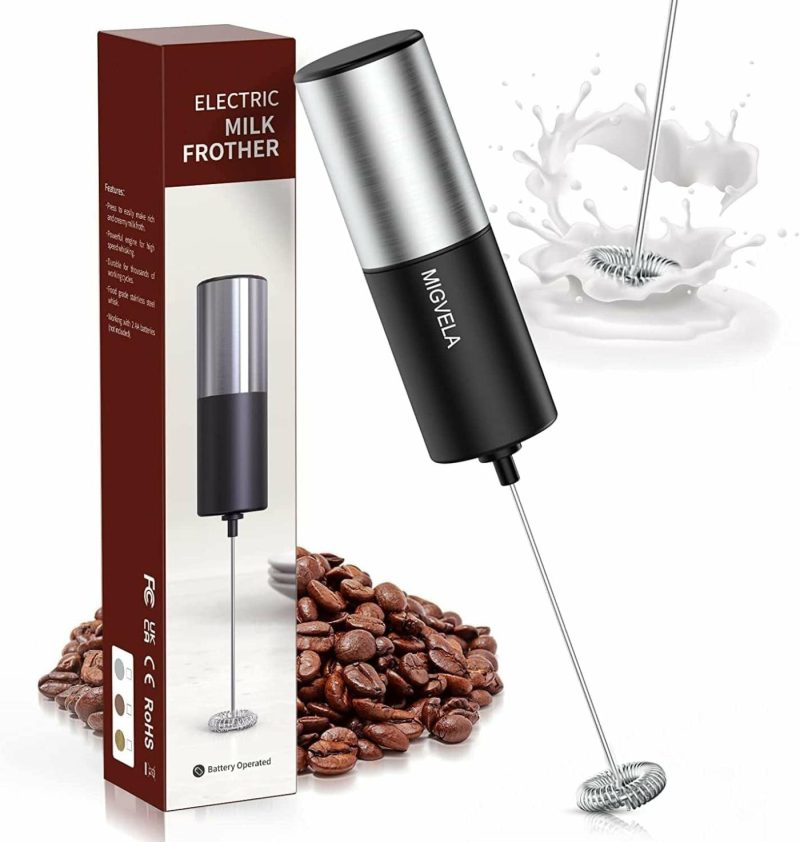 Kitchen & Dining |  Milk Frother Handheld, Battery Operated Drink Mixer For Coffee, Handheld Electric Stirrer Foam Maker Whisk, Stainless Steel Milk Foamer For Coffee Latte, Cappuccino, Frappe, Matcha Coffee, Tea & Espresso Appliances ABS Plastic