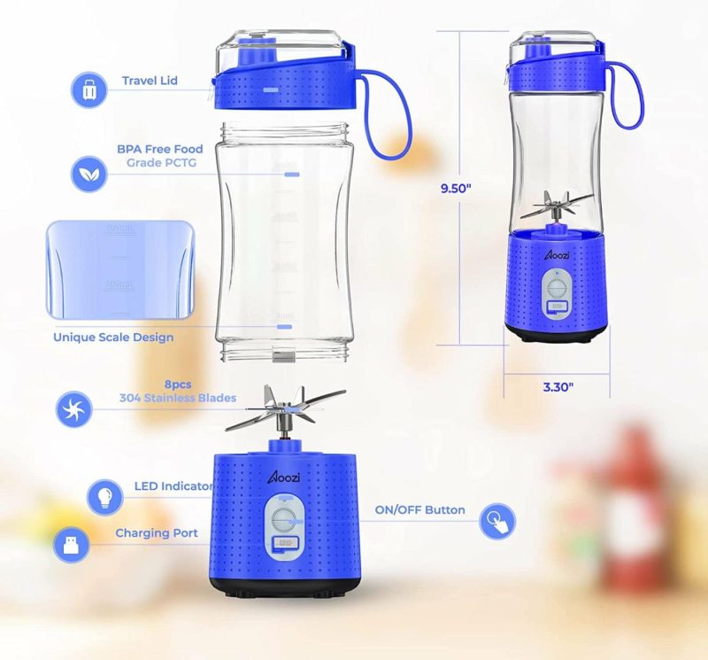 Kitchen & Dining |  Mini Blender Usb Rechargeable Home Decor & Cleaning Darkblue