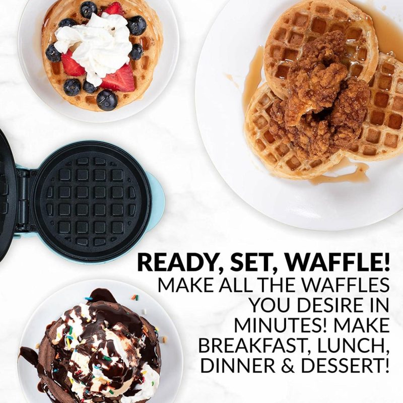 Kitchen & Dining |  Mini Personal Electric Waffle Make Home Decor & Cleaning Aqua