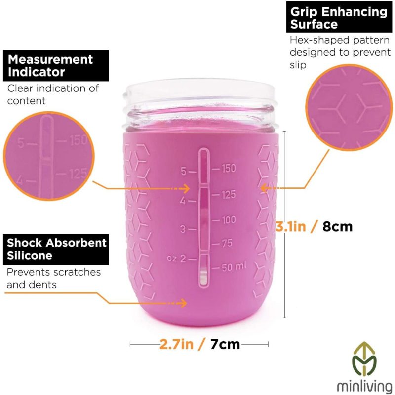 Kitchen & Dining |  Minliving Silicone Mason Jar Protector Sleeve 8Oz (Half Pint) Fits Ball, Kerr Regular-Mouth Jars, Kids Cup Holder (Violet, 1) Jar Not Included Previously Known As Hallgems Cookware Cookware