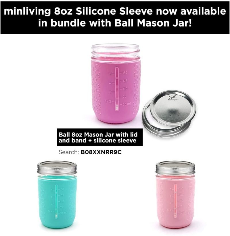 Kitchen & Dining |  Minliving Silicone Mason Jar Protector Sleeve 8Oz (Half Pint) Fits Ball, Kerr Regular-Mouth Jars, Kids Cup Holder (Violet, 1) Jar Not Included Previously Known As Hallgems Cookware Cookware