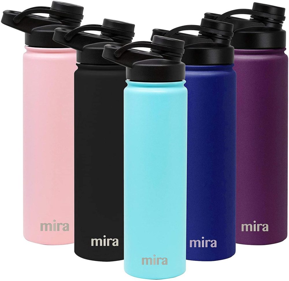 Kitchen & Dining |  Mira 24 Oz Stainless Steel Water Bottle – Hydro Vacuum Insulated Metal Thermos Flask Keeps Cold For 24 Hours, Hot For 12 Hours – Bpa-Free Spout Lid Cap – Robin Blue Home Decor & Cleaning Kitchen & Dining