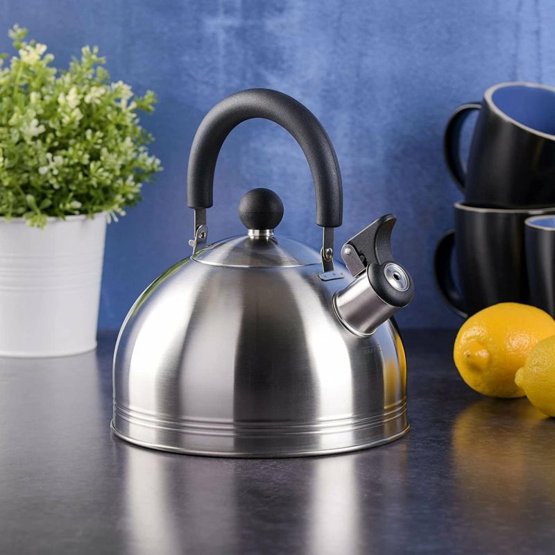 Kitchen & Dining |  Mr. Coffee Carterton Stainless Steel Whistling Tea Kettle, 1.5-Quart Cookware Brushed Satin