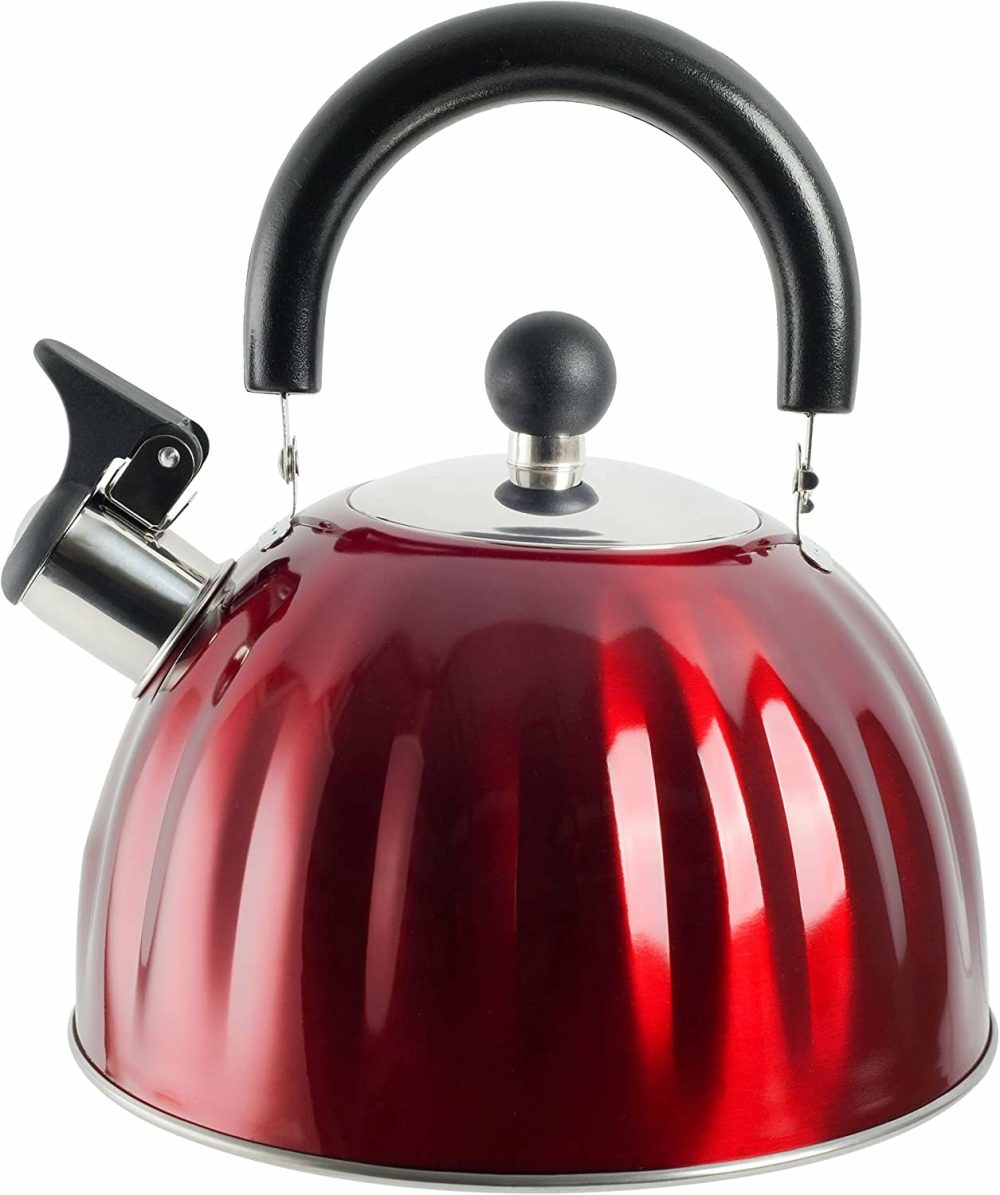 Kitchen & Dining |  Mr. Coffee Twining 2.1 Quart Pumpkin Shaped Stainless Steel Whistling Tea Kettle, Metallic Red Cookware Brushed Satin