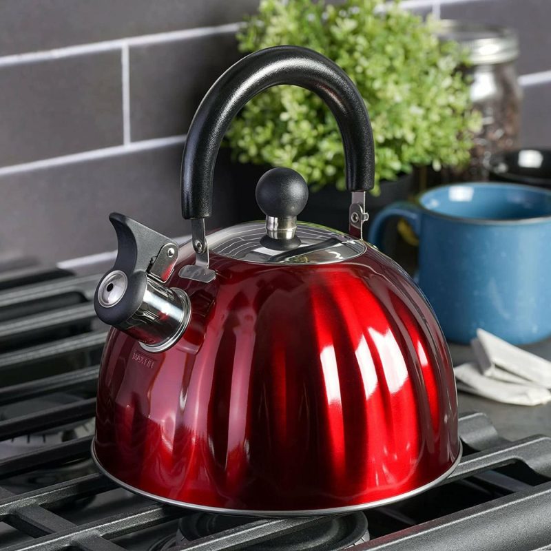 Kitchen & Dining |  Mr. Coffee Twining 2.1 Quart Pumpkin Shaped Stainless Steel Whistling Tea Kettle, Metallic Red Cookware Brushed Satin