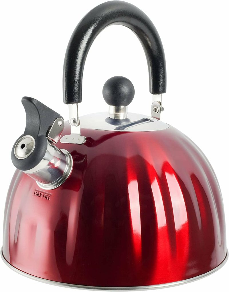 Kitchen & Dining |  Mr. Coffee Twining 2.1 Quart Pumpkin Shaped Stainless Steel Whistling Tea Kettle, Metallic Red Cookware Brushed Satin