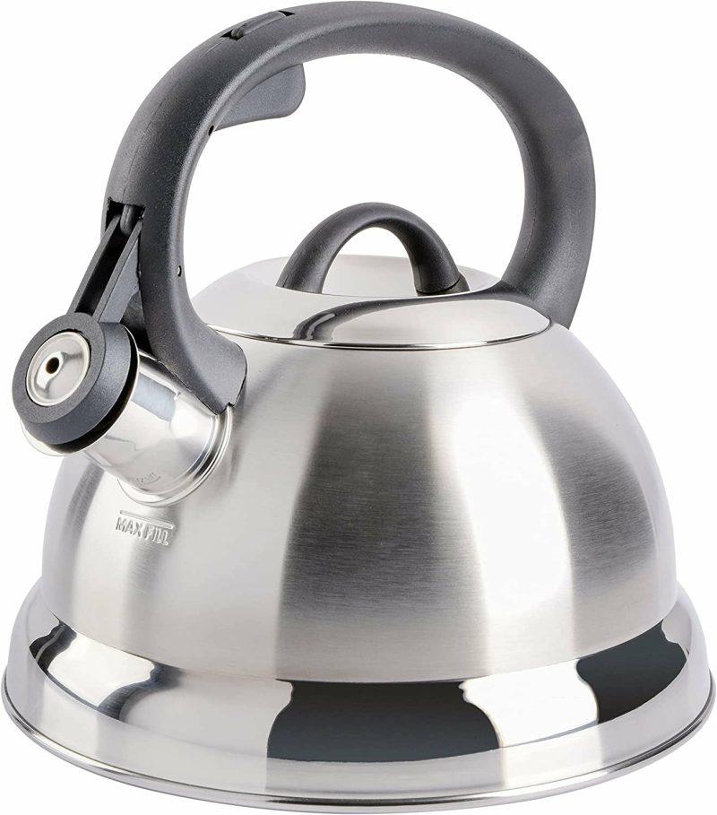 Kitchen & Dining |  Mr. Coffee Twining 2.1 Quart Pumpkin Shaped Stainless Steel Whistling Tea Kettle, Metallic Red Cookware Brushed Satin