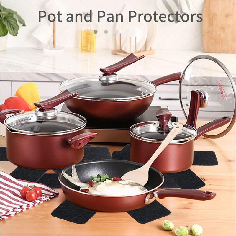 Kitchen & Dining |  Newthinking Pot And Pan Protectors, Set Of 12 And 3 Different Size, Pot Dividers Pads, Stacking Pan Protectors, Pan Separators Pads For Prevent Scratching, Separate And Protect Dishes (Black) Cookware Cookware