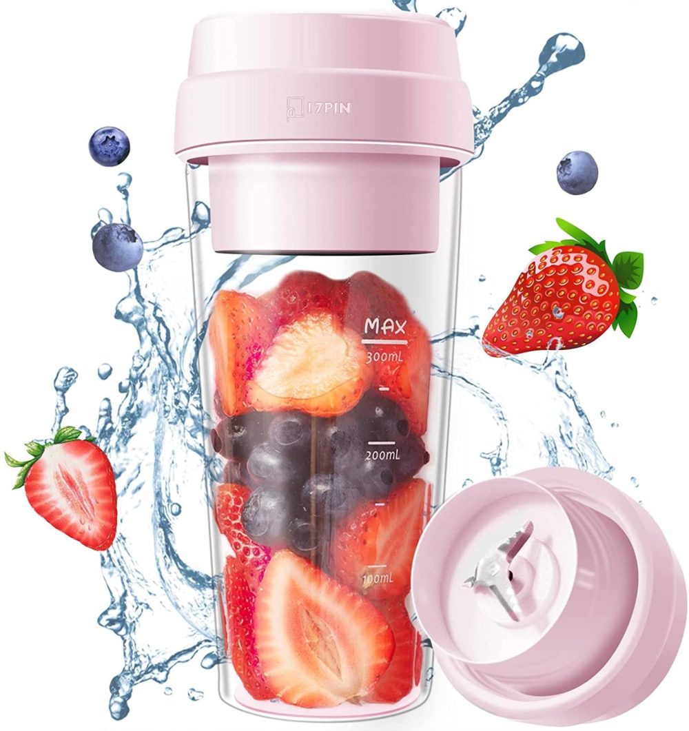 Kitchen & Dining |  Portable Blender, Personal Blender, With Usb Magnetic Contact Charging, 14 Oz Smoothie Blender, Made With High Borosilicate Glass Material Portable Juicer, Anti-Silp Rubber Base, One-Handed Drinking Mini Blender For Shakes And Smoothies Home Decor & Cleaning 17PinHut