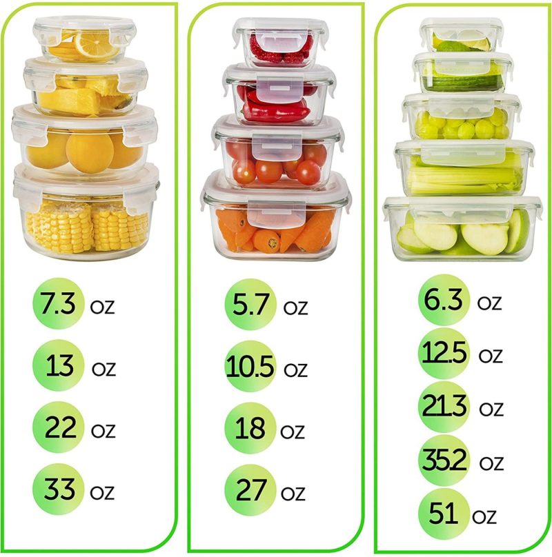 Kitchen & Dining |  Prep Naturals Glass Storage Containers With Lids (13-Pack) – Glass Food Storage Containers Airtight Home Decor & Cleaning Kitchen & Dining