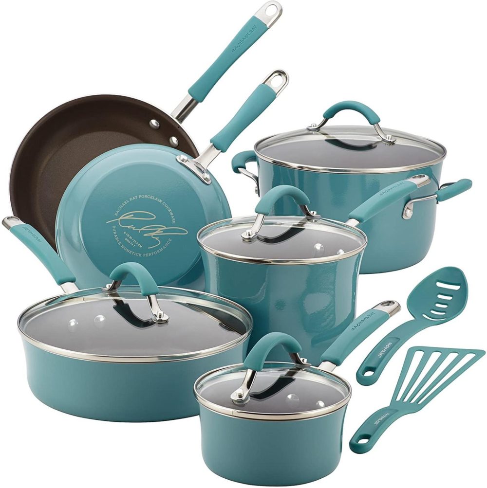 Kitchen & Dining |  Rachael Ray Cucina Nonstick Cookware Pots And Pans Set, 12 Piece, Agave Blue Cookware Agave Blue