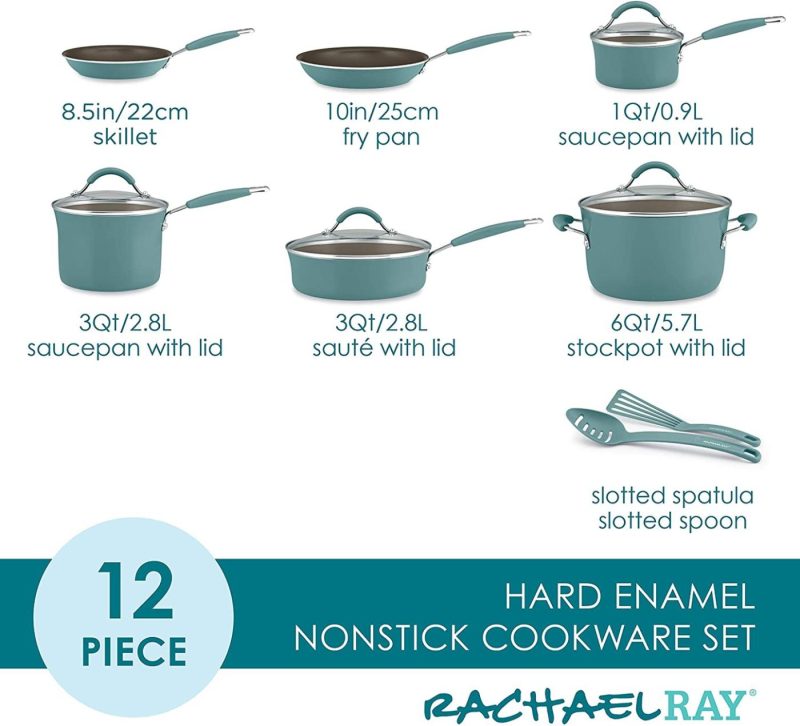 Kitchen & Dining |  Rachael Ray Cucina Nonstick Cookware Pots And Pans Set, 12 Piece, Agave Blue Cookware Agave Blue