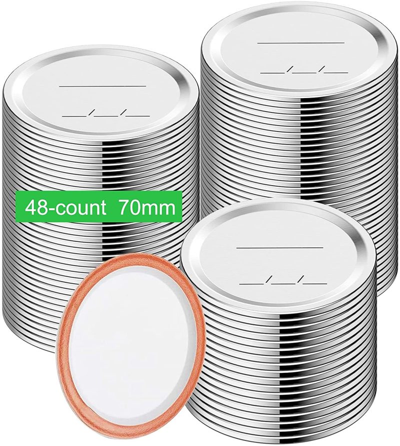 Kitchen & Dining |  Regular Mouth Canning Lids, Enouvos 48-Count Canning Lids, Split-Type Lids For Mason Jar Regular Canning Lids Bulk,100% Fit And Airtight For Regular Mouth Jars (70Mm Regular Mouth(48 Lids)) Cookware Cookware