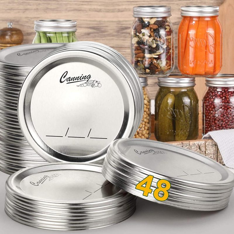 Kitchen & Dining |  Regular Mouth Canning Lids For Ball, Kerr Jars – Split-Type Metal Mason Jar Lids For Canning – Food Grade Material, 100% Fit & Airtight Cookware AOZITA