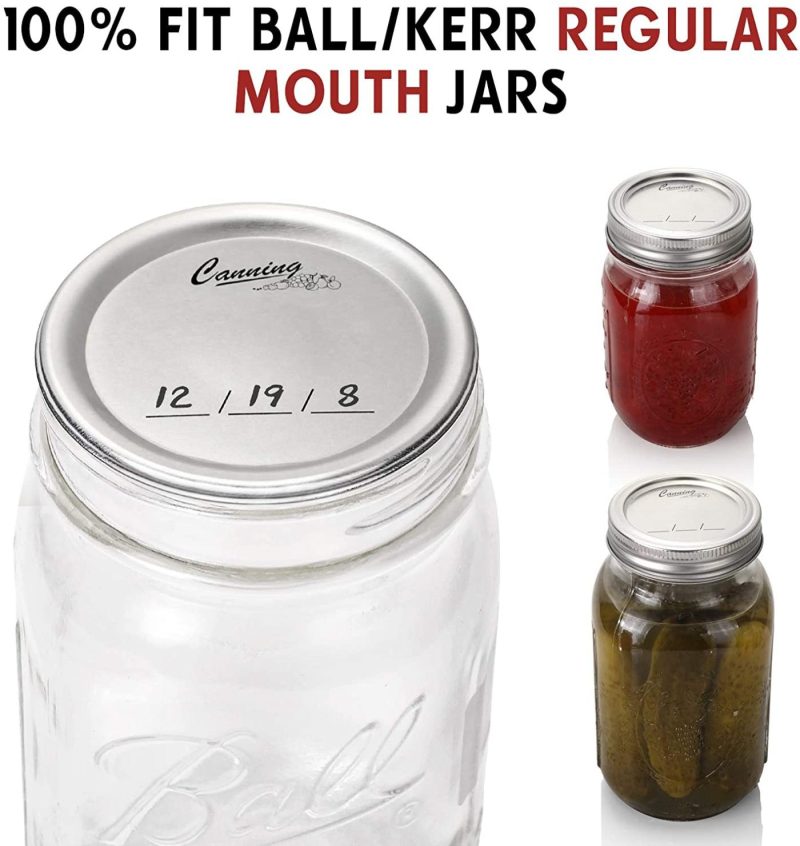 Kitchen & Dining |  Regular Mouth Canning Lids For Ball, Kerr Jars – Split-Type Metal Mason Jar Lids For Canning – Food Grade Material, 100% Fit & Airtight Cookware AOZITA