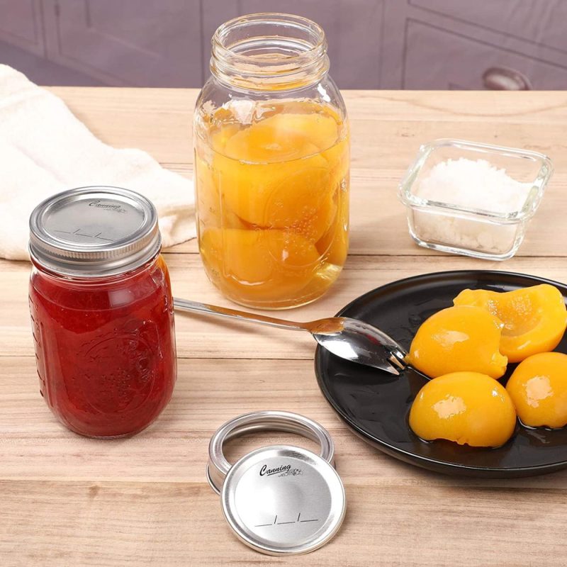 Kitchen & Dining |  Regular Mouth Canning Lids For Ball, Kerr Jars – Split-Type Metal Mason Jar Lids For Canning – Food Grade Material, 100% Fit & Airtight Cookware AOZITA