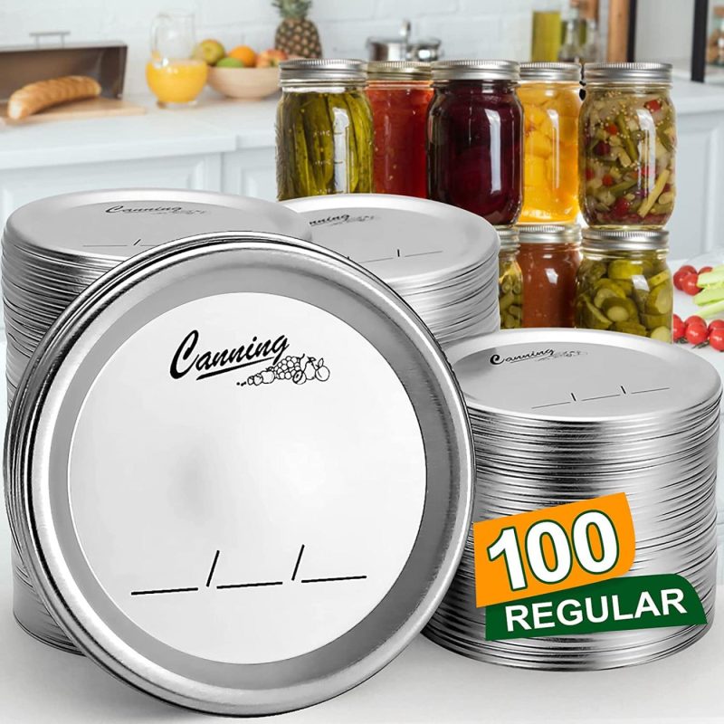 Kitchen & Dining |  Regular Mouth Canning Lids For Ball, Kerr Jars – Split-Type Metal Mason Jar Lids For Canning – Food Grade Material, 100% Fit & Airtight Cookware AOZITA