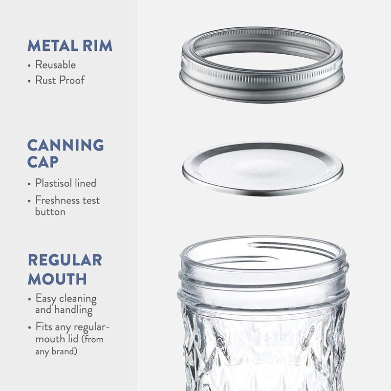 Kitchen & Dining |  Regular-Mouth Glass Mason Jars, 8-Ounce (6-Pack) Glass Canning Jars With Silver Metal Airtight Lids And Bands With Chalkboard Labels, For Canning, Preserving, Meal Prep, Overnight Oats, Jam, Jelly, Cookware 6