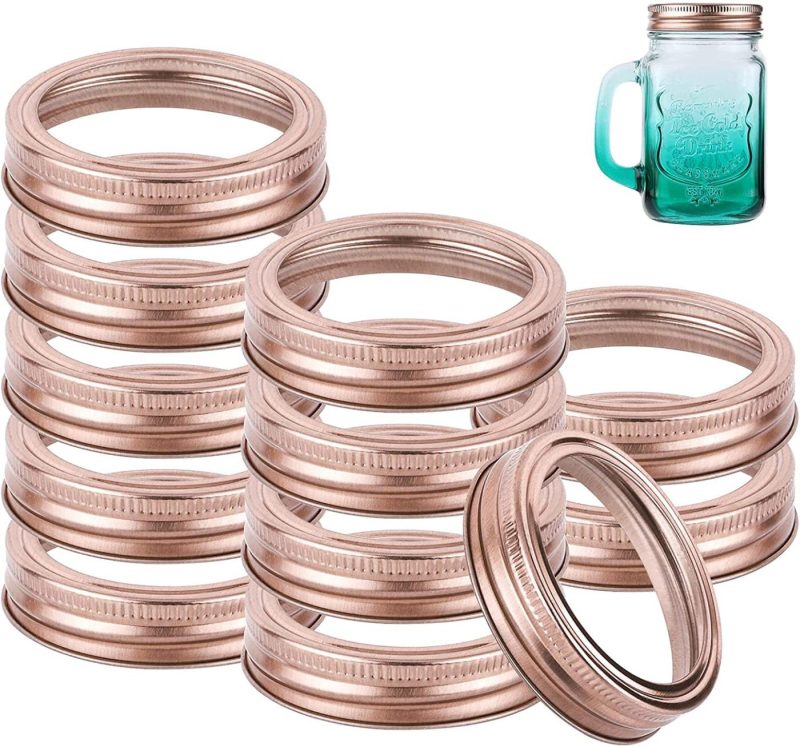 Kitchen & Dining |  Ruisita 12 Pieces Rose Gold Mason Jar Metal Rings Canning Jar Lids Regular Mouth Canning Supplies Rust Proof Jar Rings For Canning Fruits, Cookies, Candies Storing Cookware Cookware