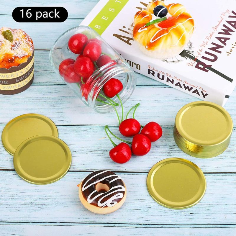 Kitchen & Dining |  Ruisita 16 Pack Regular Mouth Canning Lids Split-Type Secure Jar Lids With Silicone Seals For Diy Mason Jar Lid Wreath Charisma Ornament Cookware Cookware