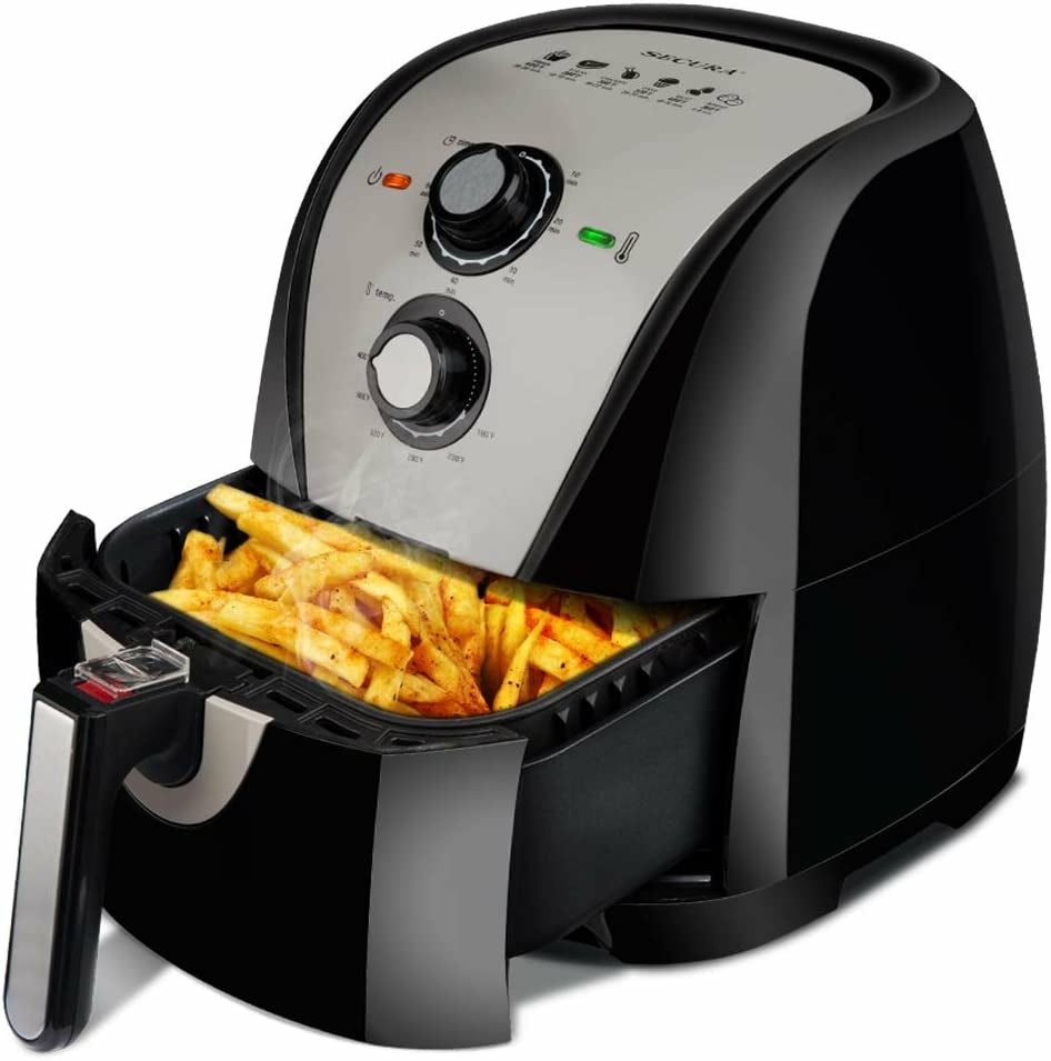 Kitchen & Dining |  Secura Air Fryer Xl 5.3 Quart 1700-Watt Electric Hot Air Fryers Oven Oil Free Nonstick Cooker W/Additional Accessories, Recipes, Bbq Rack & Skewers For Frying, Roasting, Grilling, Baking (Gray) Home Decor & Cleaning Gold